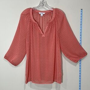 Pink Old Navy 3/4 Sleeve See Through Top. Size Large.